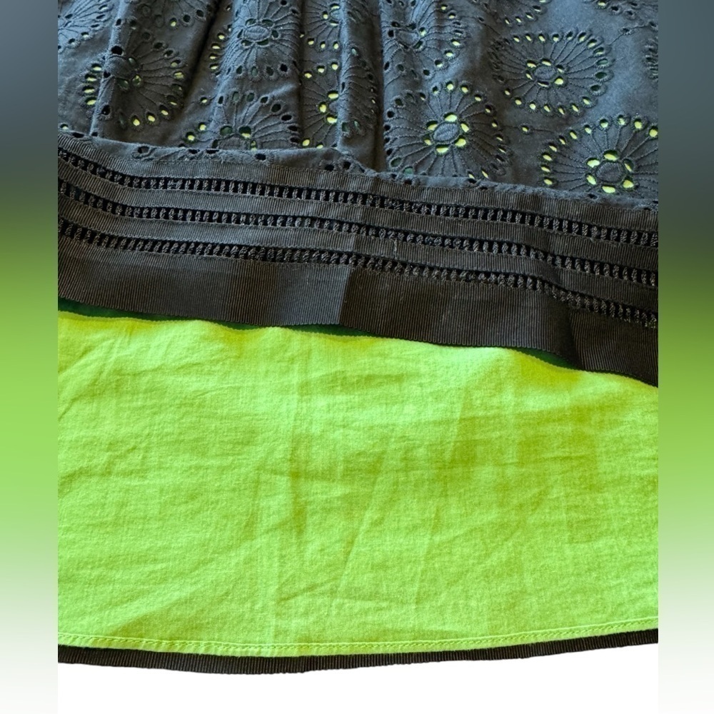 Cynthia Steefe Sun Dress Black Cotton Eyelet Green Lining Womens Size 10 - Picture 8 of 11